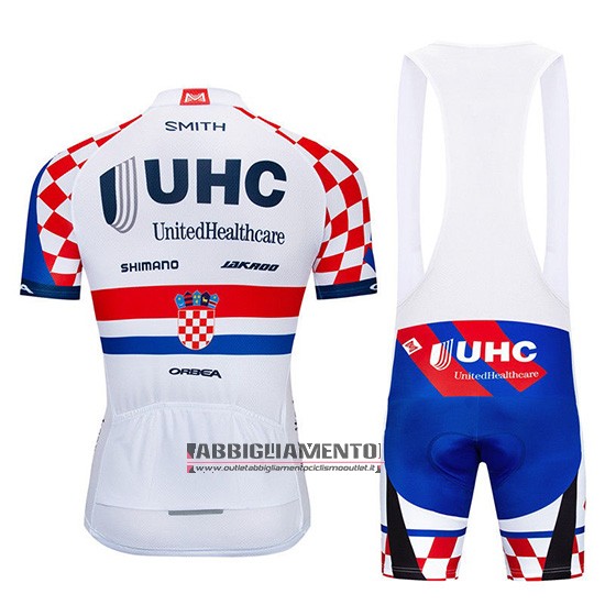 Abbigliamento UHC 2019 Manica Corta e Pantaloncino Con Bretelle Bianco Rosso Blu - Clicca l'immagine per chiudere